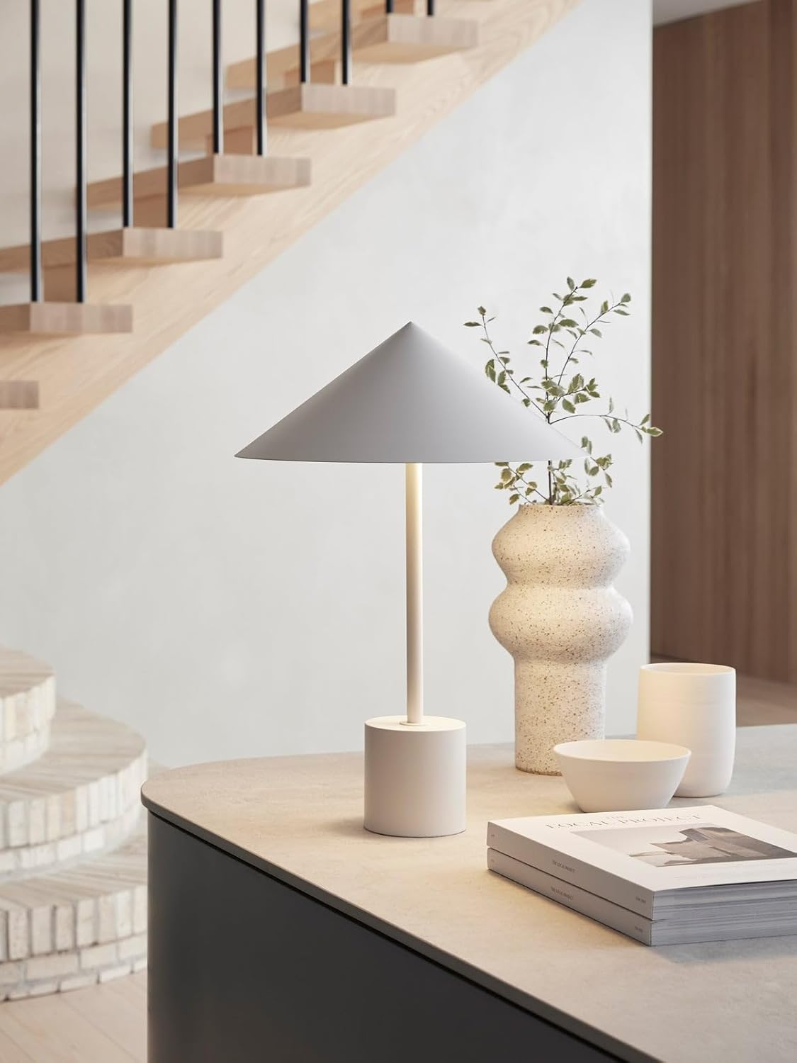 Beacon Lighting Margot 2 Light Table Lamp in White with Metal Conical Shade image number 1