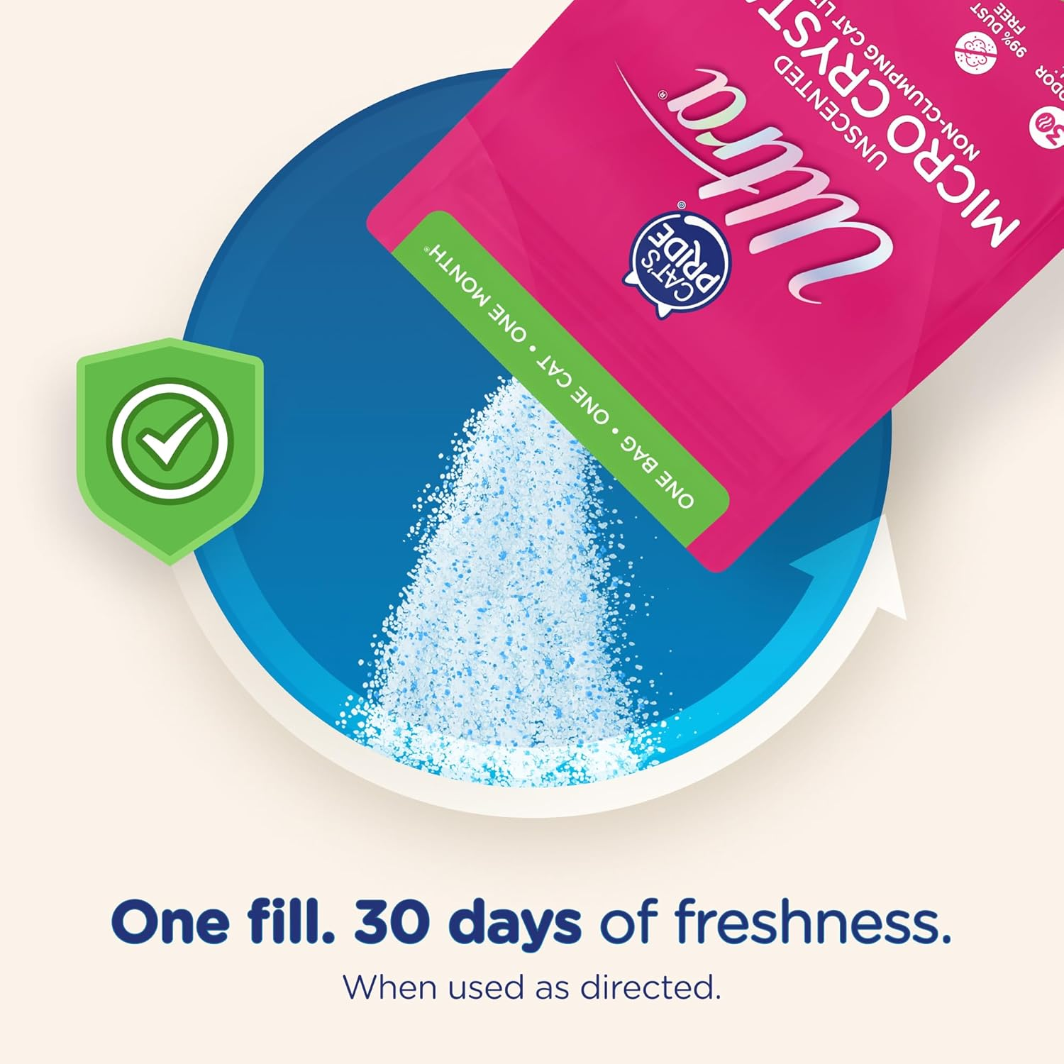 Ultra Micro Crystals Premium Cat Litter - 99.9% Dust Free, Soft on Paws, Fragrance Free - 15 Lbs. Total (3Pk of 5 Lbs.)