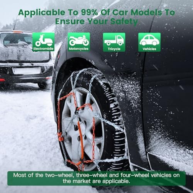 SCITOO Snow Chain for Car,2 Pack Tire Chain 235/75R15,265R15,265/70R15,275/60R15,225/75R16,245/70R16,245/75R16,255/60R16,225/70R17,235/60R17,235/65R17,245/55R17,255/55R17,235/60R18,235/50R19,255/40R19 image number 2