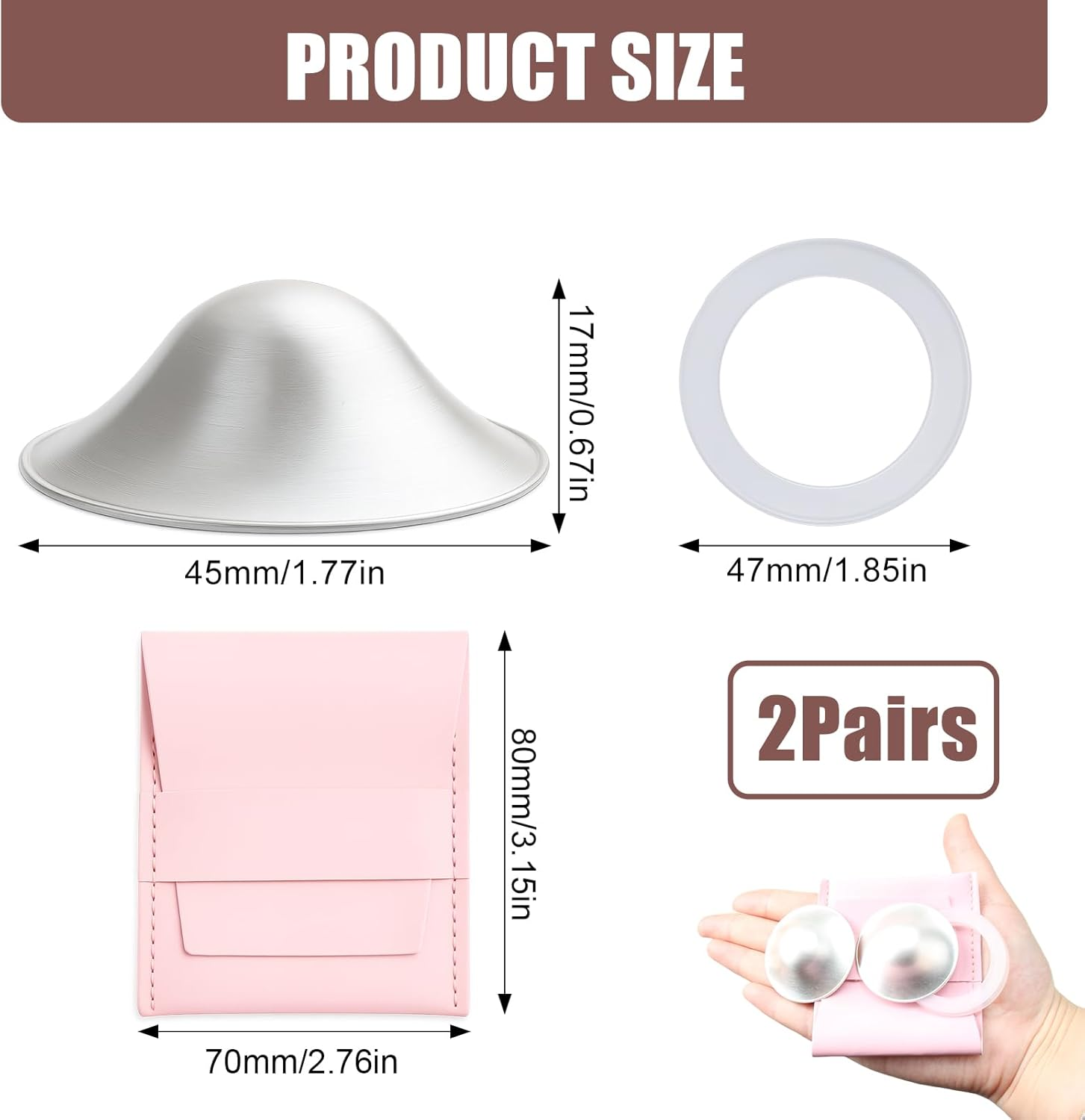 The Original Silver Nursing Cups, 999 Silver Nipple Shield for Breastfeeding Baby, Newborn Essentials Newborn Mother Nipple Shield Helpful for Lactation Care Relieving Nipple Pain Cracking image number 5