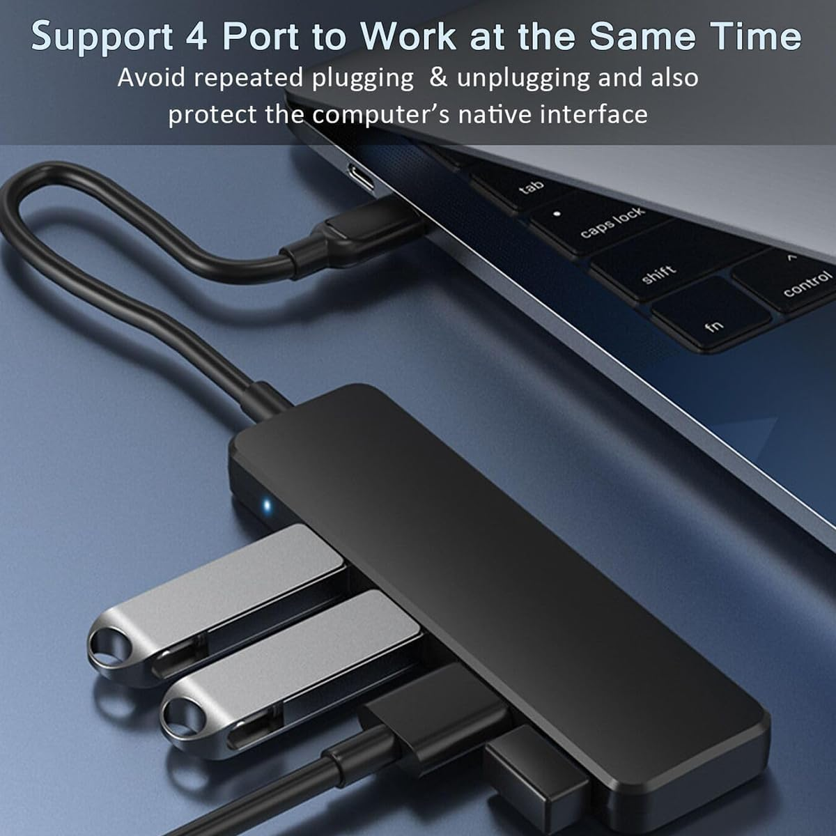 USB 3.0 Hub,Portable USB Adapter Extender, 4 Port USB Hub Splitter for Laptop, Xbox, Flash Drive, HDD, Console, Printer, PC, Keyboards, Mouse(Not for Charging)