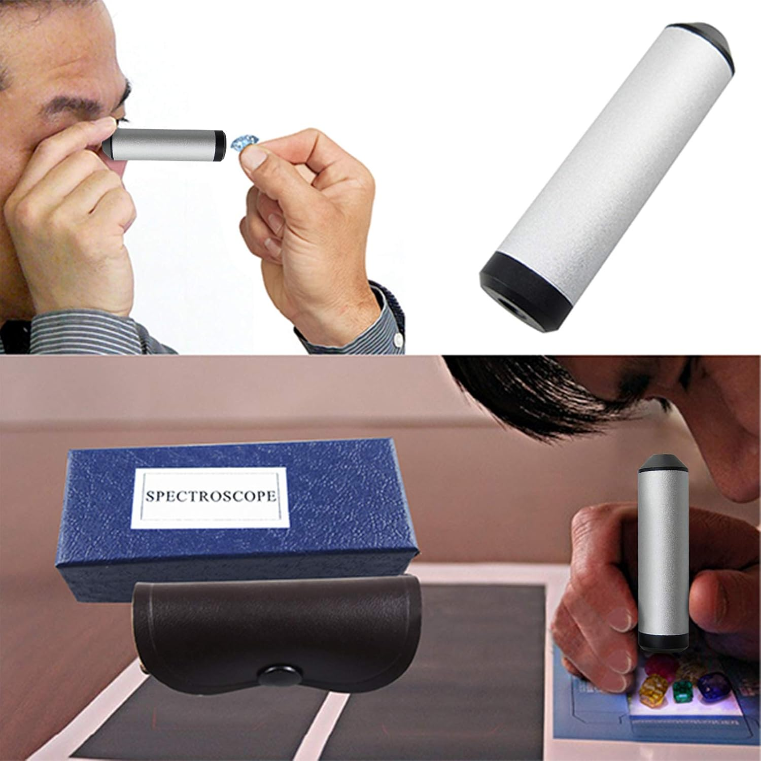 Handheld Diffraction Spectroscope 55Mm Jewelers Eye Loupe Jewelry Magnifier for Gems Jewelry Rocks Stamps Coins Watches Hobbies Antiques Gems, Coins, Stamps image number 2