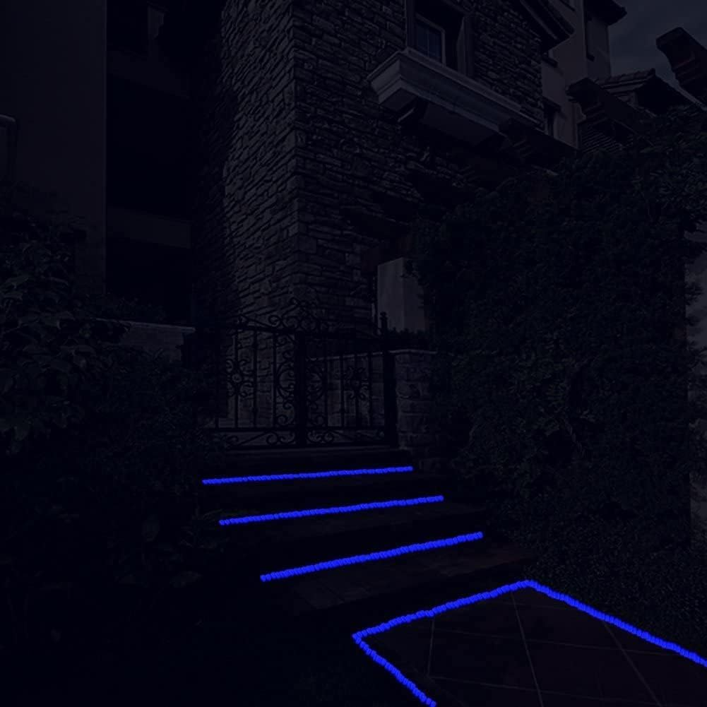 Glow in the Dark Pebbles for Outdoor Decor, Garden Lawn Yard, Aquarium, Walkway, Fish Tank, Pathway, Dwered by Light or Solar-Recharge Repeatedlyriveway, Luminous Pebbles 300Pcs (Blue) image number 2