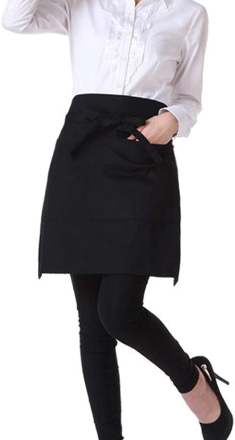 SENRISE Waist Apron Waist Apron with 2 Pockets, Waiter Server Short Half Aprons for Women Men, Waitress Aprons - Cotton Short Apron for Kitchen Restaurant