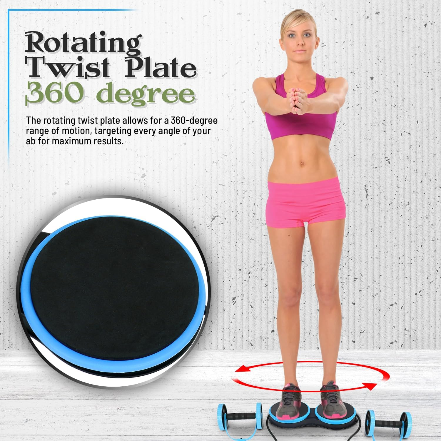 Ultimate 360&deg; Ab Roller Wheel - Total Core Workout, Sculpt & Strengthen Abs, Waist, Arms, Shoulders & Legs - Durable & Safe - Ideal for Home Gym - Blue image number 6