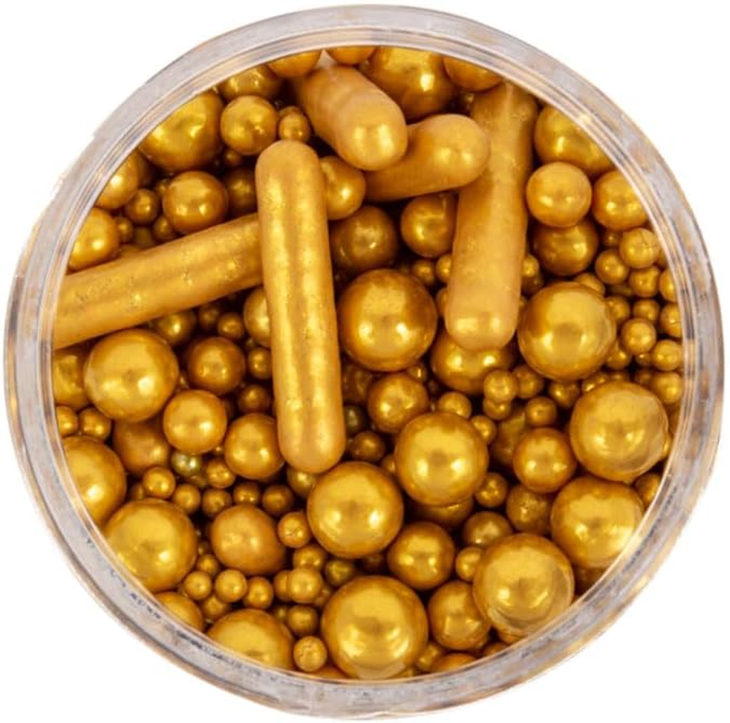 Sprinks Bubble and Bounce Sprinkles 75G - Matte Gold | Edible Gold Decorations | Cake Sprinkles | Gold Cupcake Sprinkles | Creative Sugar Cachous | Glamorous Dessert Toppings | Baking Essentials image number 2