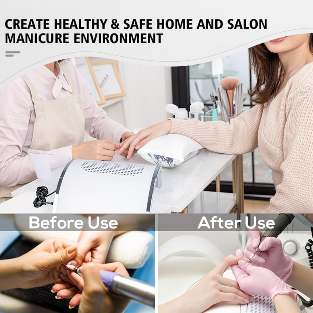 OWEITE Nail Dust Collector Powerful 80W Nail Dust Vacuum Cleaner Dust Extractor for Poly Nail, Acrylic Fan Vacuums Dust Suction Machine Manicure Salon Home Use