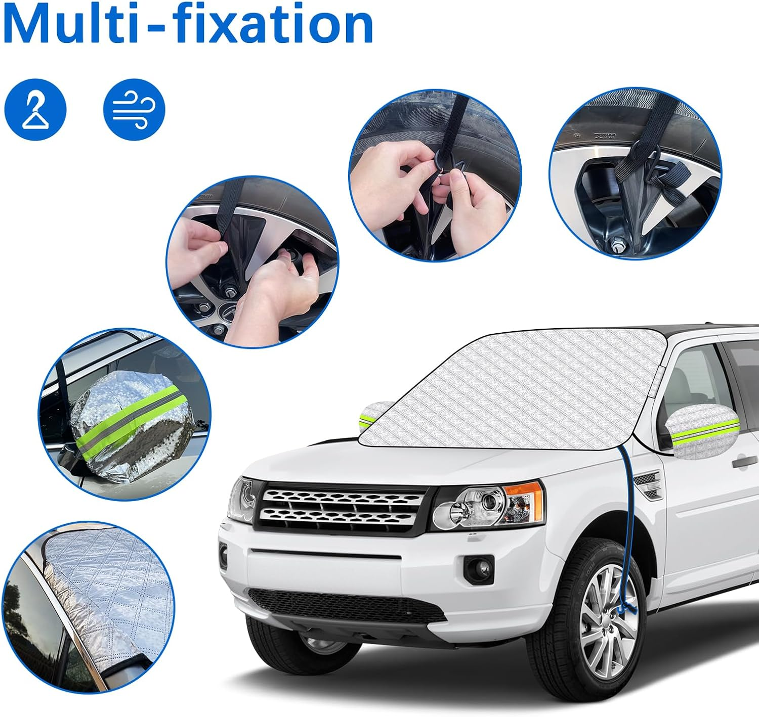 Range Tour Car Windshield Snow Cover with Fixing Strap, Automotive Windshield Cover for Snow, Ice, Sun Windshield Cover Dust Cover Car Protector for Winter Summer(148X114Cm)