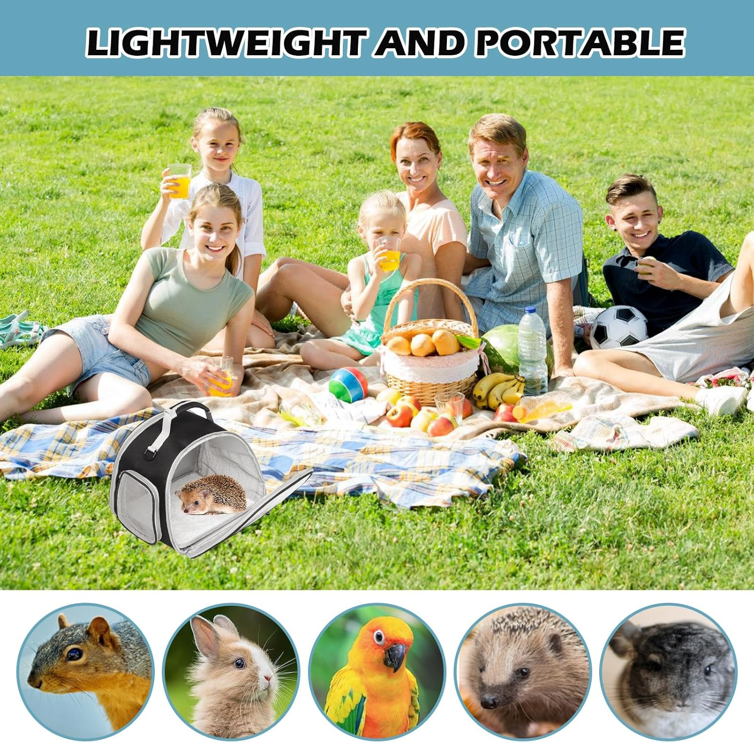 Small Pet Carrier, Small Animal Carrier Bag, Transport Box for Cat with Side Opening, Guinea Pig Carry Bag, Foldable Transport Box, Dog Transport Box for Birds, Kittens, Puppies image number 3
