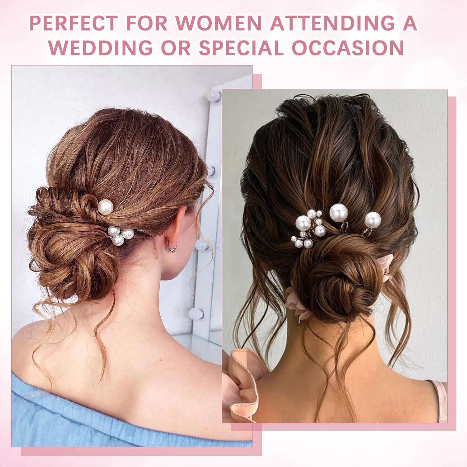 12 PCS Bridal Wedding Hair Pins, Bridal Hair Pearl Crystal Bobby Hairpin Wedding Accessories, Handmade Pearl Hair Accessories for Brides Women Girls (White) image number 5