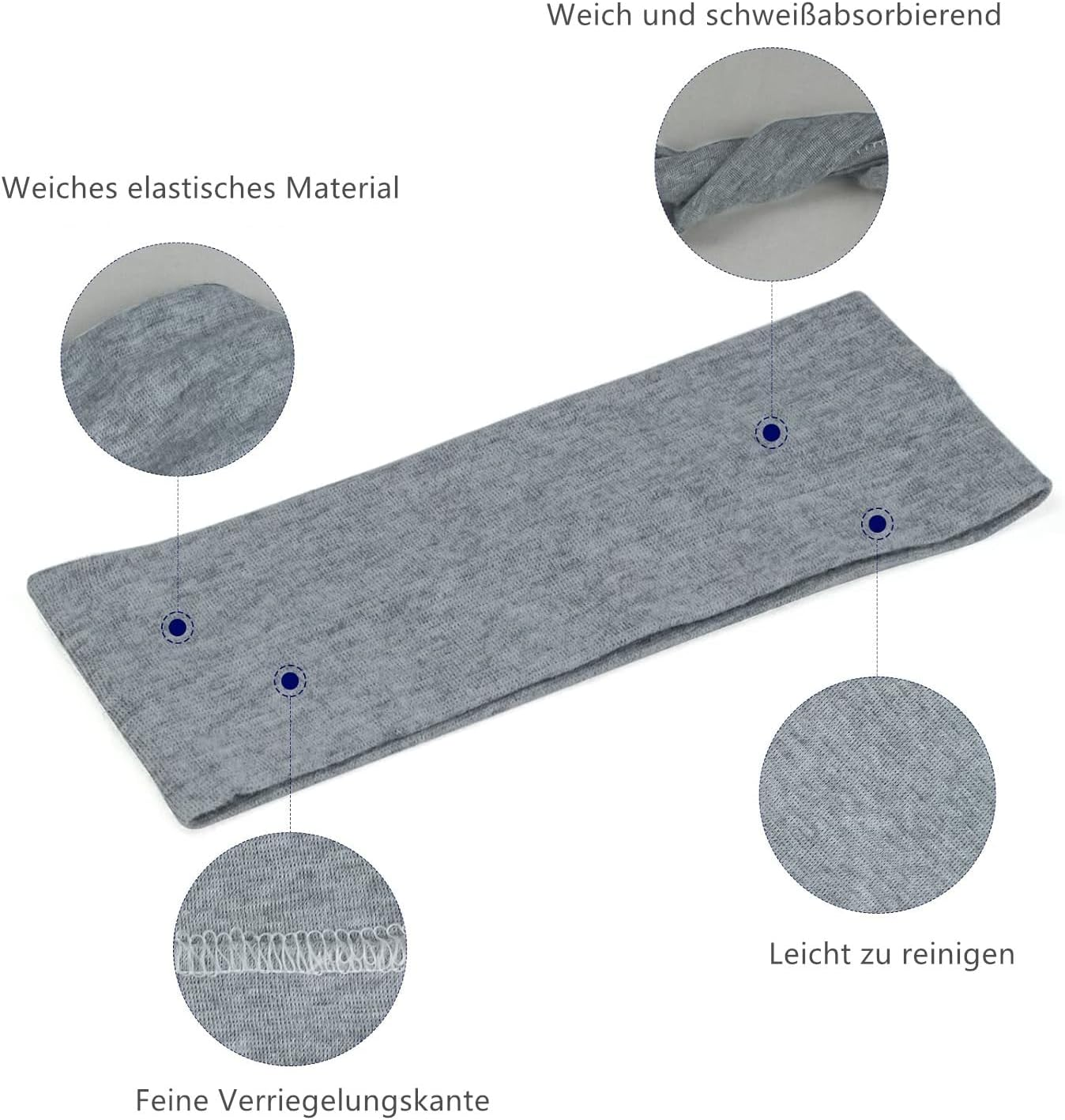 LATRAT Pack of 3 Yoga Headbands, Stretchy Cotton Head Band, Non-Slip Soft Thin Headband, Fashionable Hair Wrap, Elastic Headband for Sports, Running, Exercise, Gym image number 3