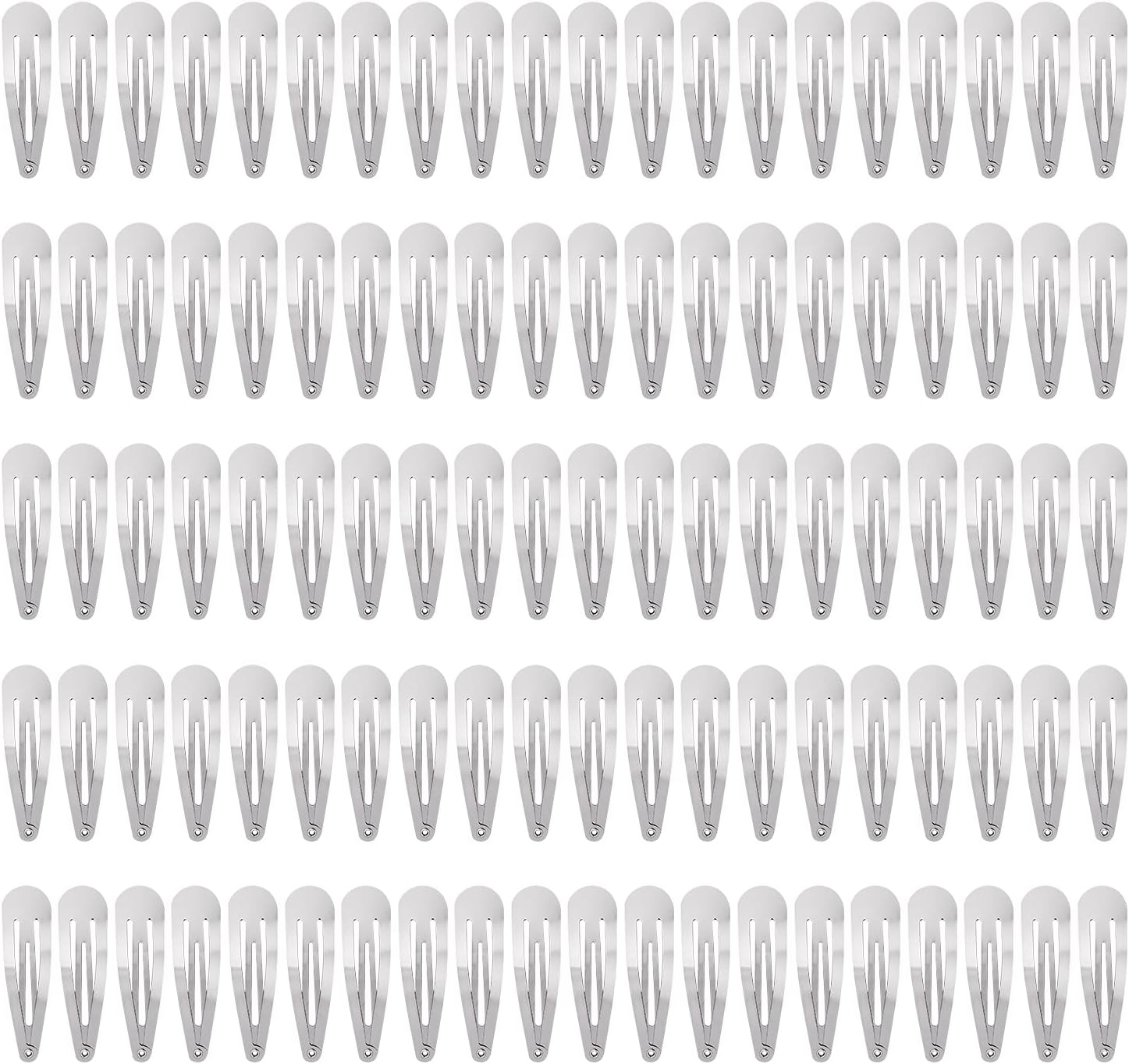Lawie 100 Pack 6 CM Silver Blank Snap Metal Hair Clips 2.5 Inch Small Plain Base Hair Barrettes Gray Hair Pins Thin Fine Bang Hair Grips Arts and Crafts DIY Hair Accessories Bulk for Women Girls Kids