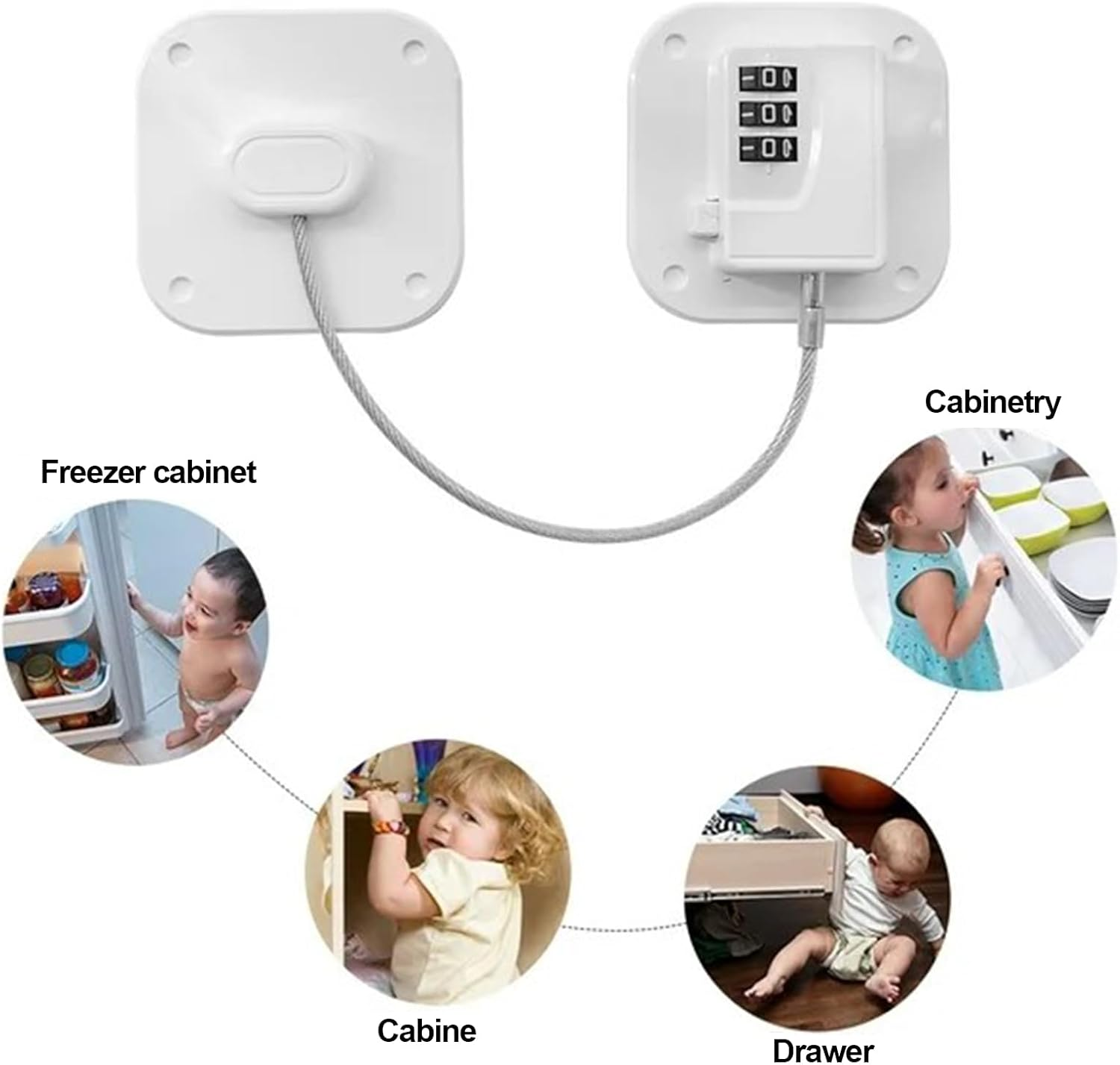 MOYONTE Cabinet Locks Baby Proofing Child Safety Cabinet Locks Child Locks for Cabinets Drawers (White) image number 3