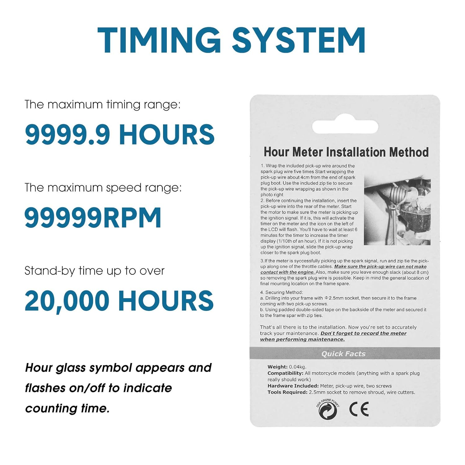 4 Pieces Hour Meters for Small Engines Inductive Digital Engine Meter Automatically Shutdown Tachometers Small Hour Tachometers for Motorcycle Lawn Mower Generator Chainsaws (Red) - Red image number 6