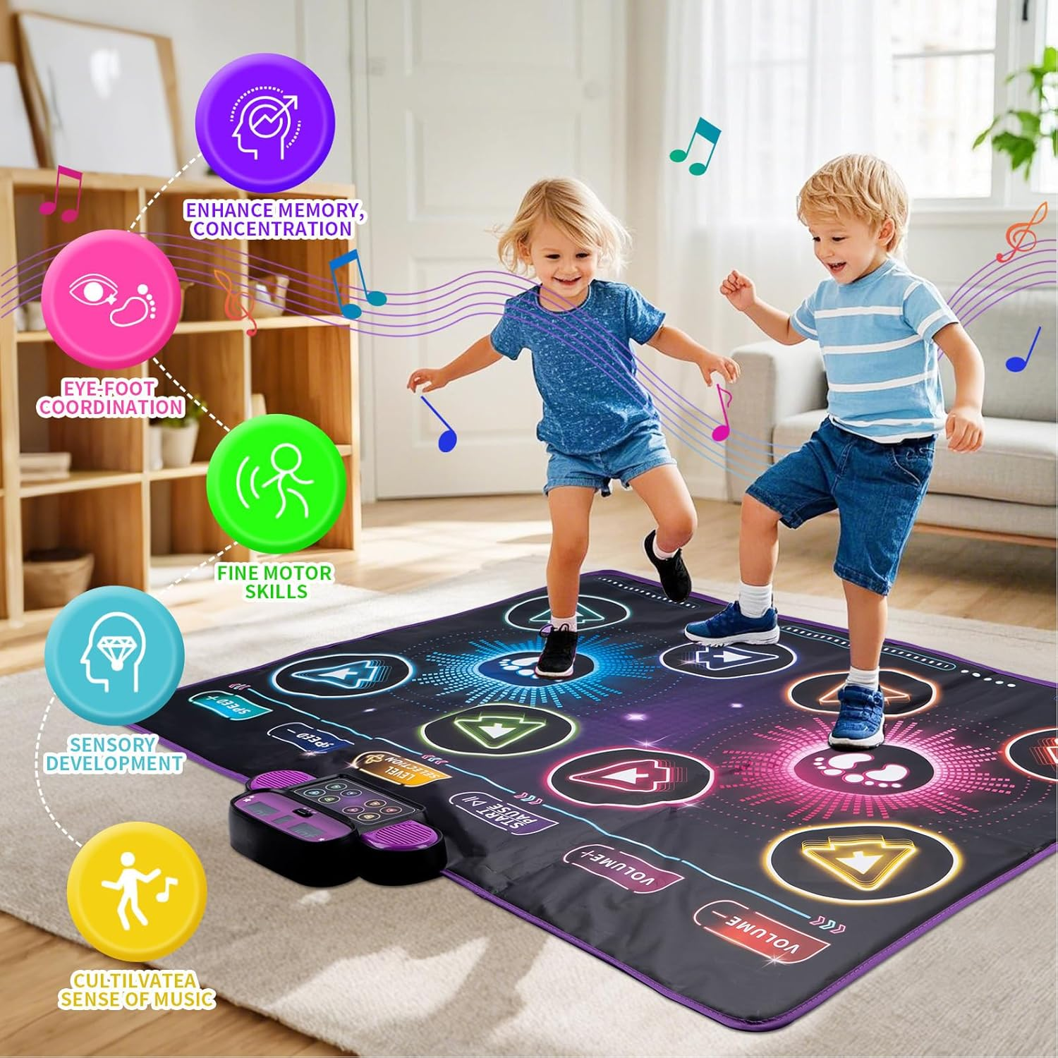 Dance Mat, Double Player Electronic Dance Mat for Kids Adults Toddlers, Interactive Dancing Game Pad, Music Playmat for Girls Boys 5 6 7 8 9 10 11 12 Year Old image number 3