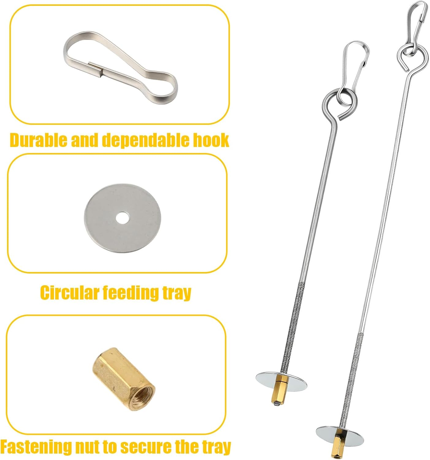 5PCS Bird Cage Food Holder with Hook, Parrot Fruit Vegetable Skewer, Stainless Steel Bird Feeder for Cages, Hanging Foraging Toy, Birds Cage Feeder Foraging Toy for Macaw Parakeet Parrot Budgie image number 2