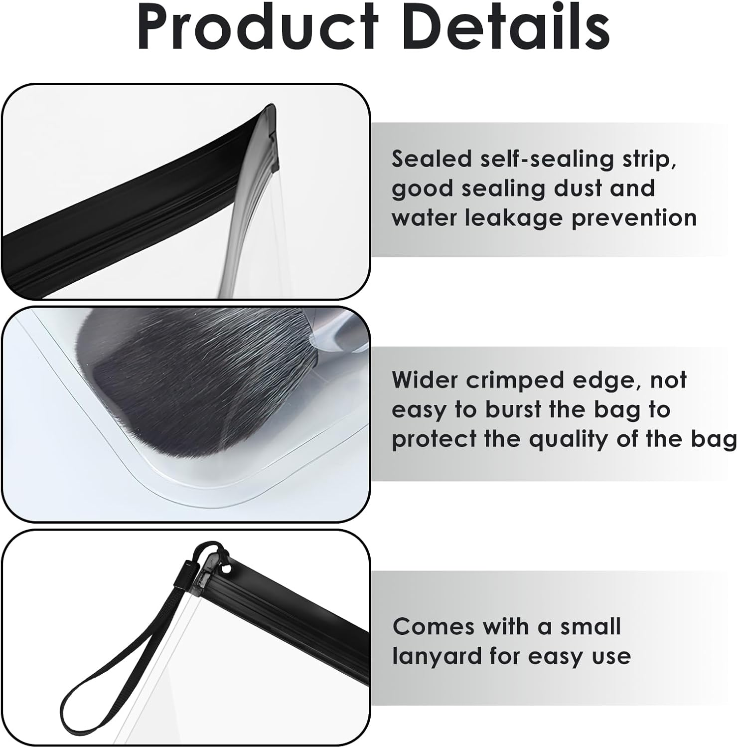 Coastalpure Clear Travel Toiletry Bag, (20X20Cm) Leakproof Liquid Bags for Airports, Waterproof Cosmetic & Makeup Organizer Pouch, 2 Pack Black for Carry-On Luggage