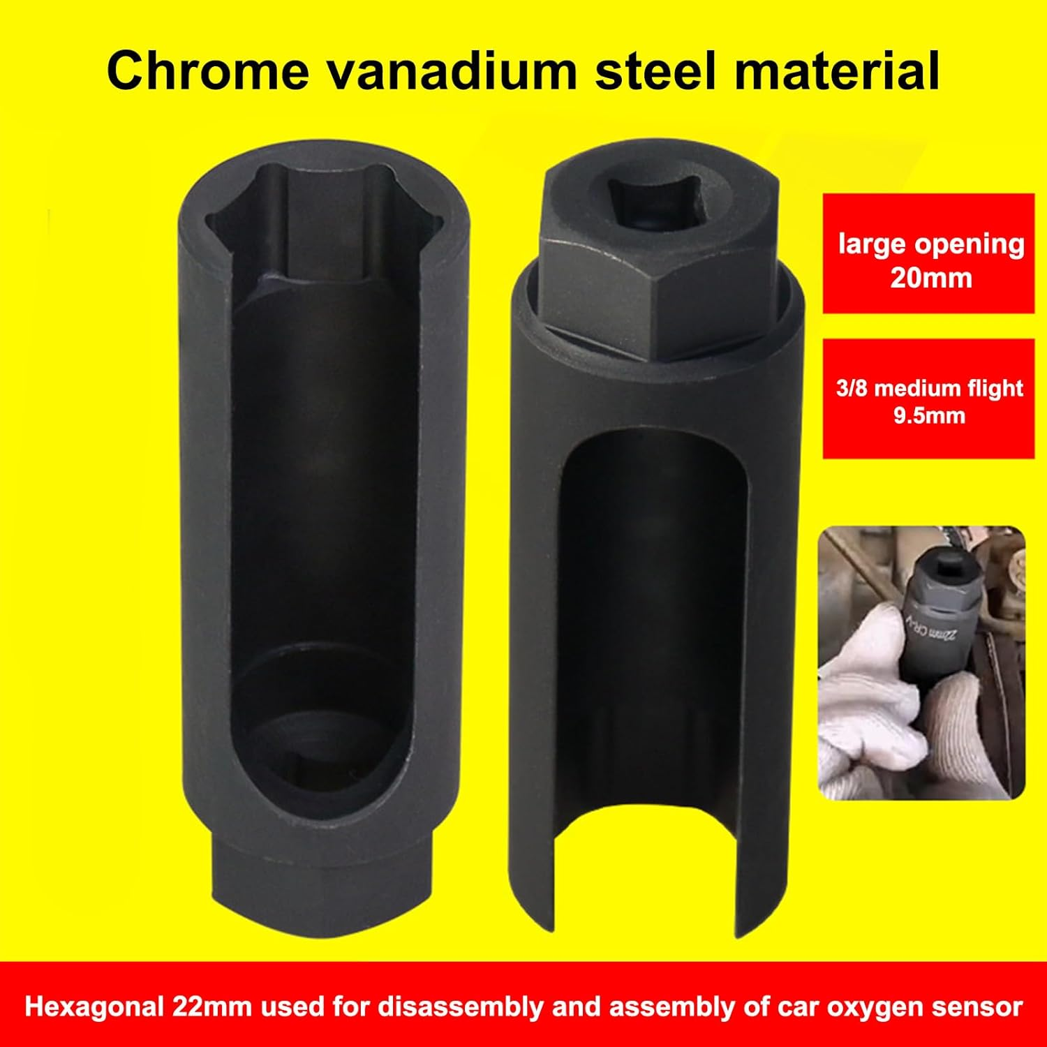 Car Oxygen Sensor Spacer, O2 Sensor Spacer Steel 22Mm - Automative Oxygen Sensor Extender, Anti-Slip O2 Sensor Socket for Removing and Installing Oxygen Sensors on Buniq image number 4