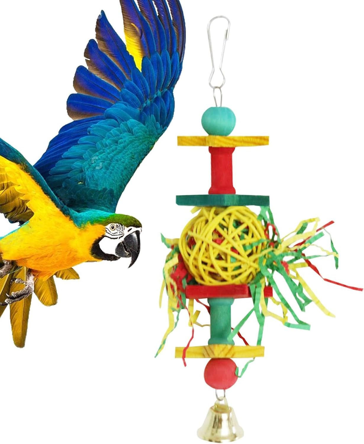 Bird Parrots Shredding Toys | Birds Foraging Shredding Toys with Metal Hook, Craft for Birdcage for Gerbil, Cockatiels, Parakeets, Chickens, Hamsters Pochy image number 3