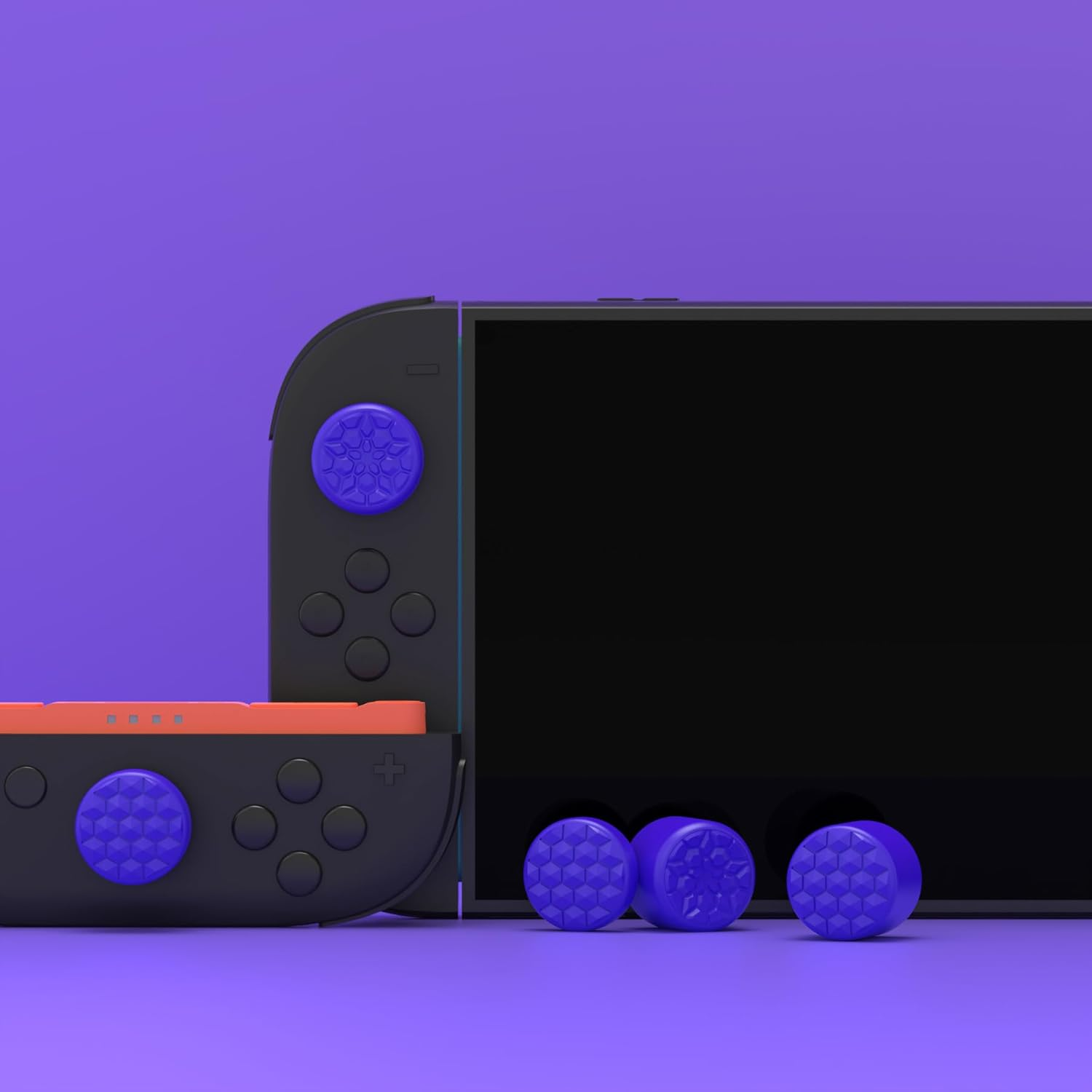 Playvital Quantum Pro Ergonomic Thumbstick Grips for Nintendo Switch 2, Joystick Caps Thumb Grip for Joycon 2 - with 3 Height Convex and Concave - Diamond Grain & Crack Bomb Design - Purple