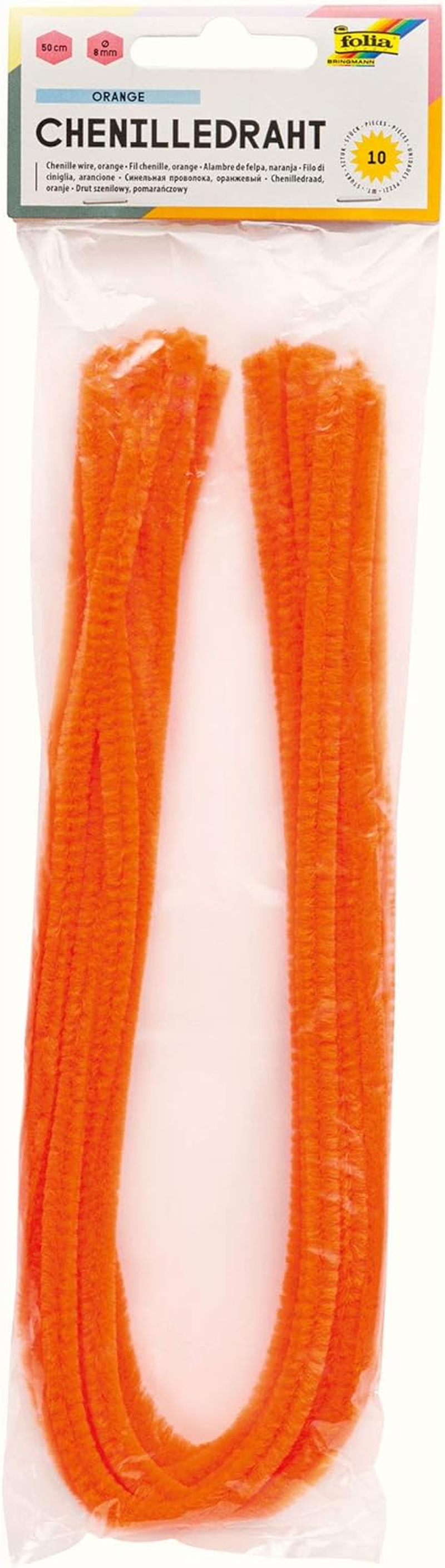 Folia 77885 Chenille Wire, Pipe Cleaners, Pack of 10 in Brown, Diameter 8 Mm and 50 Cm Long, Ideal for Children for Crafts and Designing Animals, Figures and Other Shapes