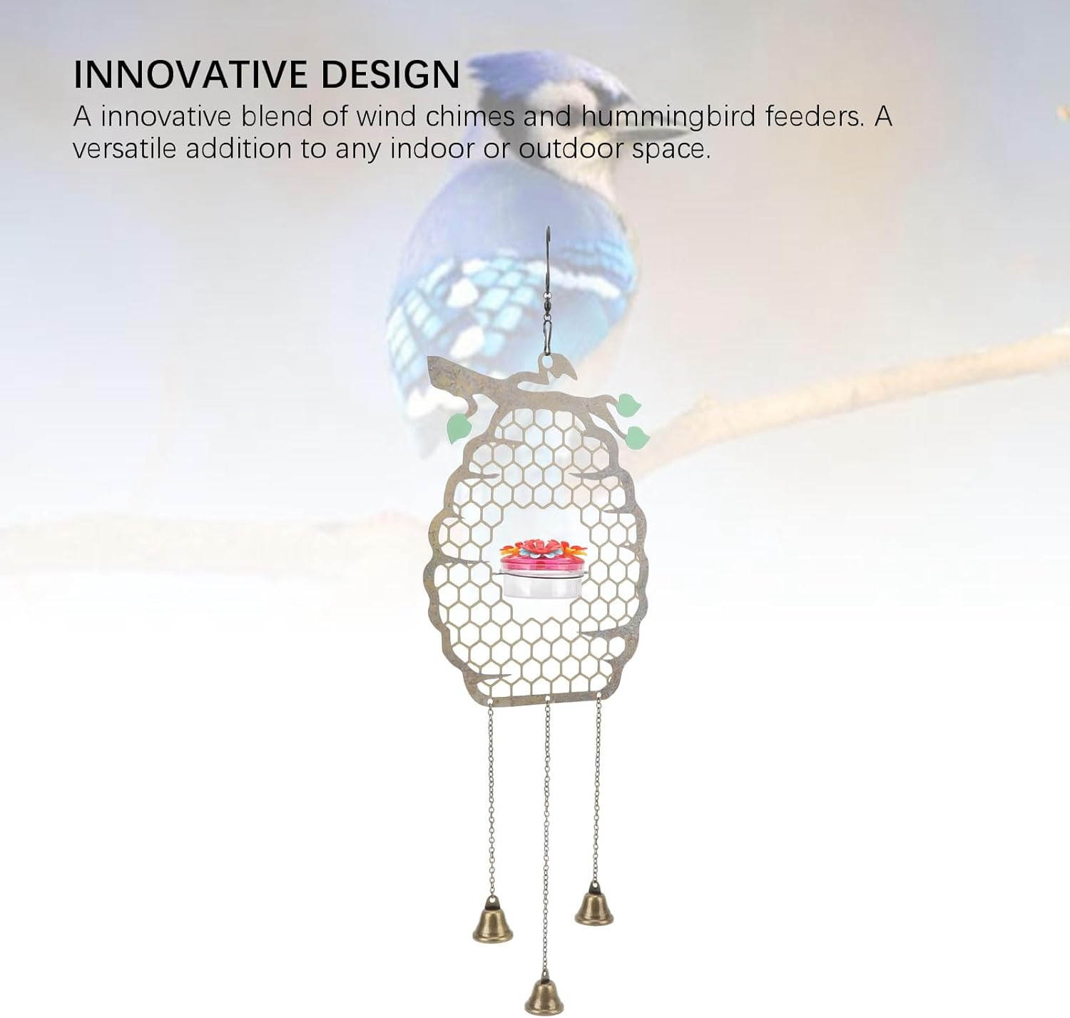 Hummingbird Feeder, Hummingbird Feeders for Outdoors Hangin, Charming Wind Chimes Hummingbird Feeders, Humming Bird Feeder for Home Garden Backyard Decor Outdoors