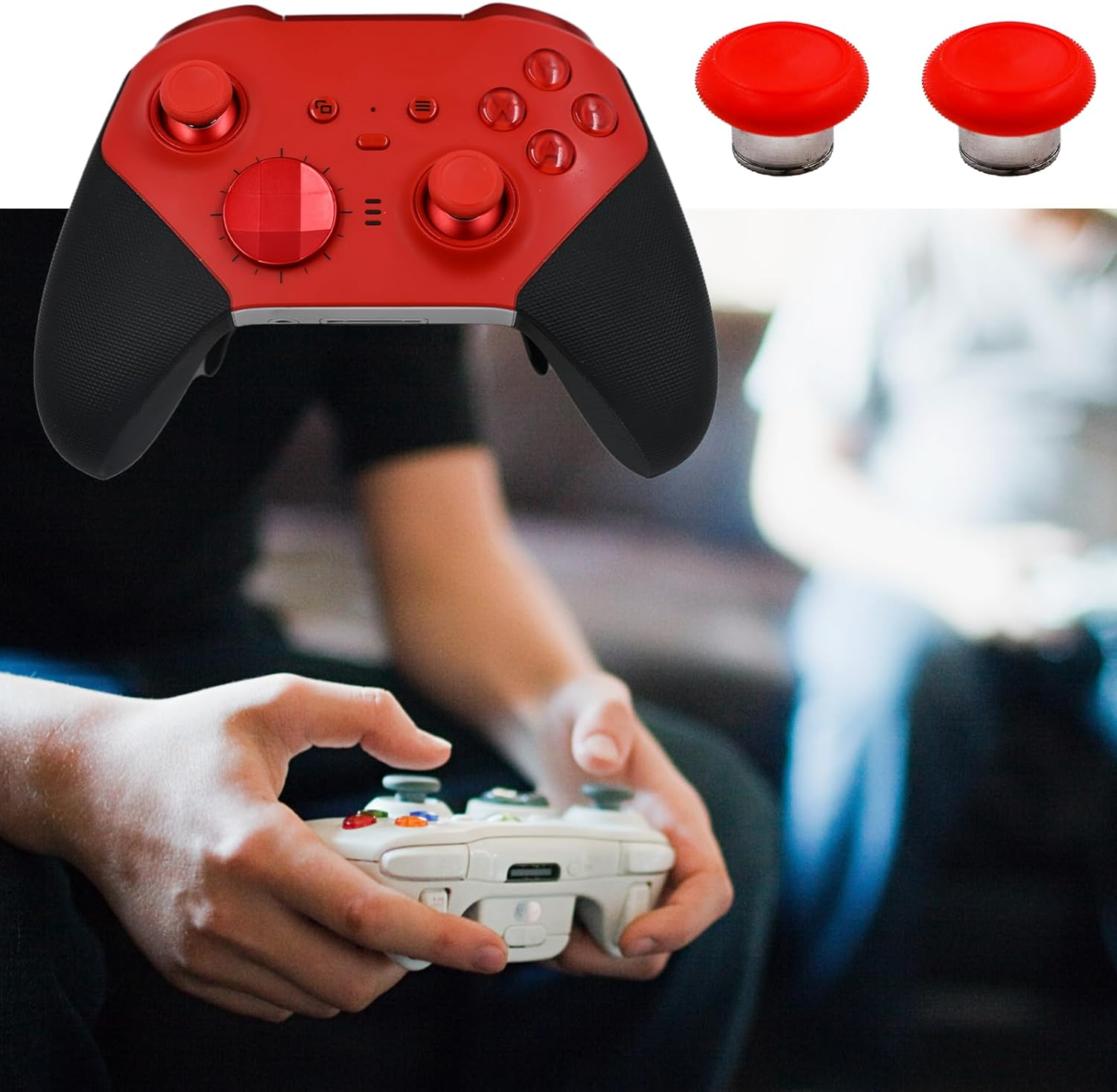 2 in 1 Metal Thumbsticks Replacement for Elite Series 2 Core Controllers, Elite Series 2 Controller Replacement Thumbsticks, Thumbsticks for Xbox Elite Series 2 Controllers (Red) image number 3