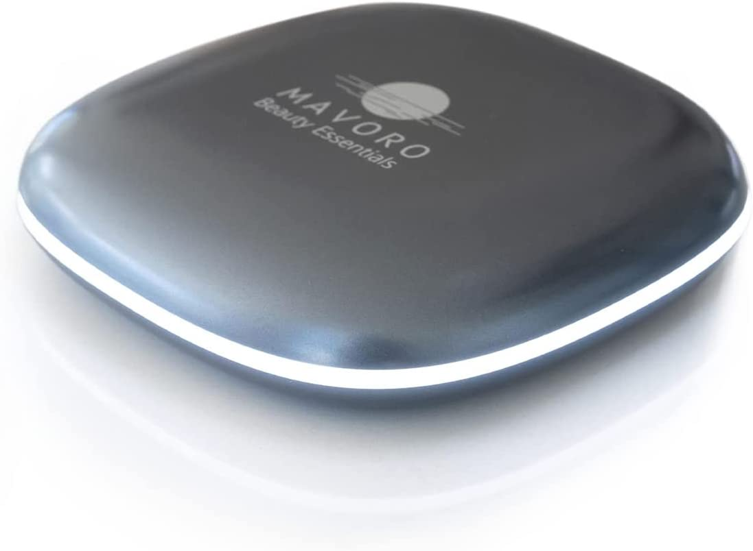 Mavoro LED Lighted Travel Makeup Mirror | 1X/10X Magnification| Rechargeable USB-C | Pocket & Purse Portable Lighted Travel Makeup Compact Mirror, Touch Sensor (Heavenly Pink)