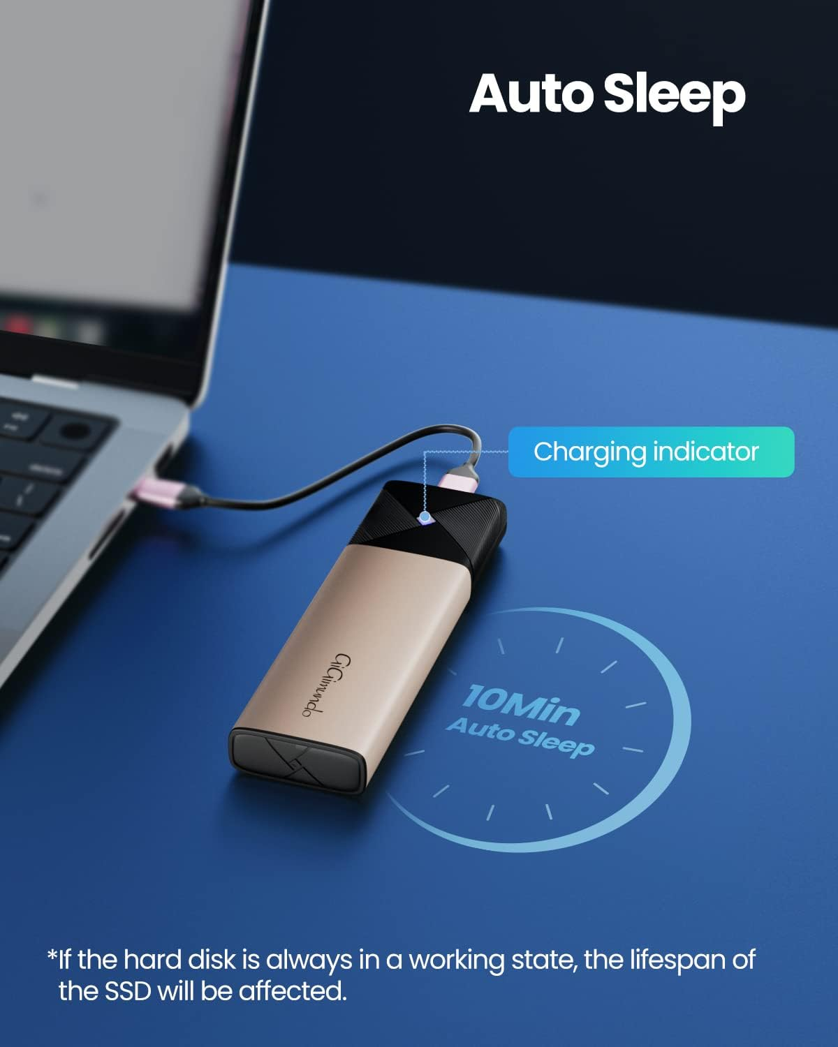 Gigimundo M.2 Nvme SATA SSD Enclosure, UASP Trim, 10Gbps Nvme, 6Gbps SATA, Tool-Free USB 3.2 Type-C SSD Caddy for 2230/2242/2260/2280 SSD (Rose Gold-Nvme & SATA)