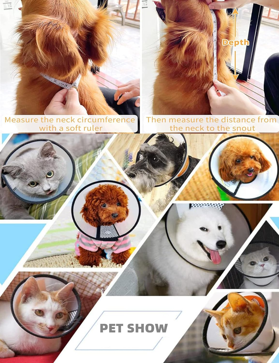 2PCS Dog Conical Collar Soft, Cat Cone Collar for Anti-Bite Anti-Licking Wound Healing after Surgery, Reusable Dog Recovery Collar, Adjustable Cone Collar for Large Medium Small Sized Dogs (23-27Cm) image number 5