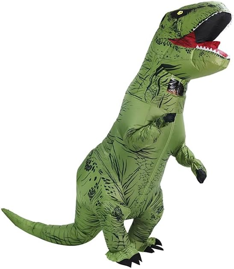 Adults T-Rex Inflatable Costume, Fancy Dinosaur Suit Blow up Jumpsuit Halloween Cosplay Costume and Themed Party - Brown image number 1