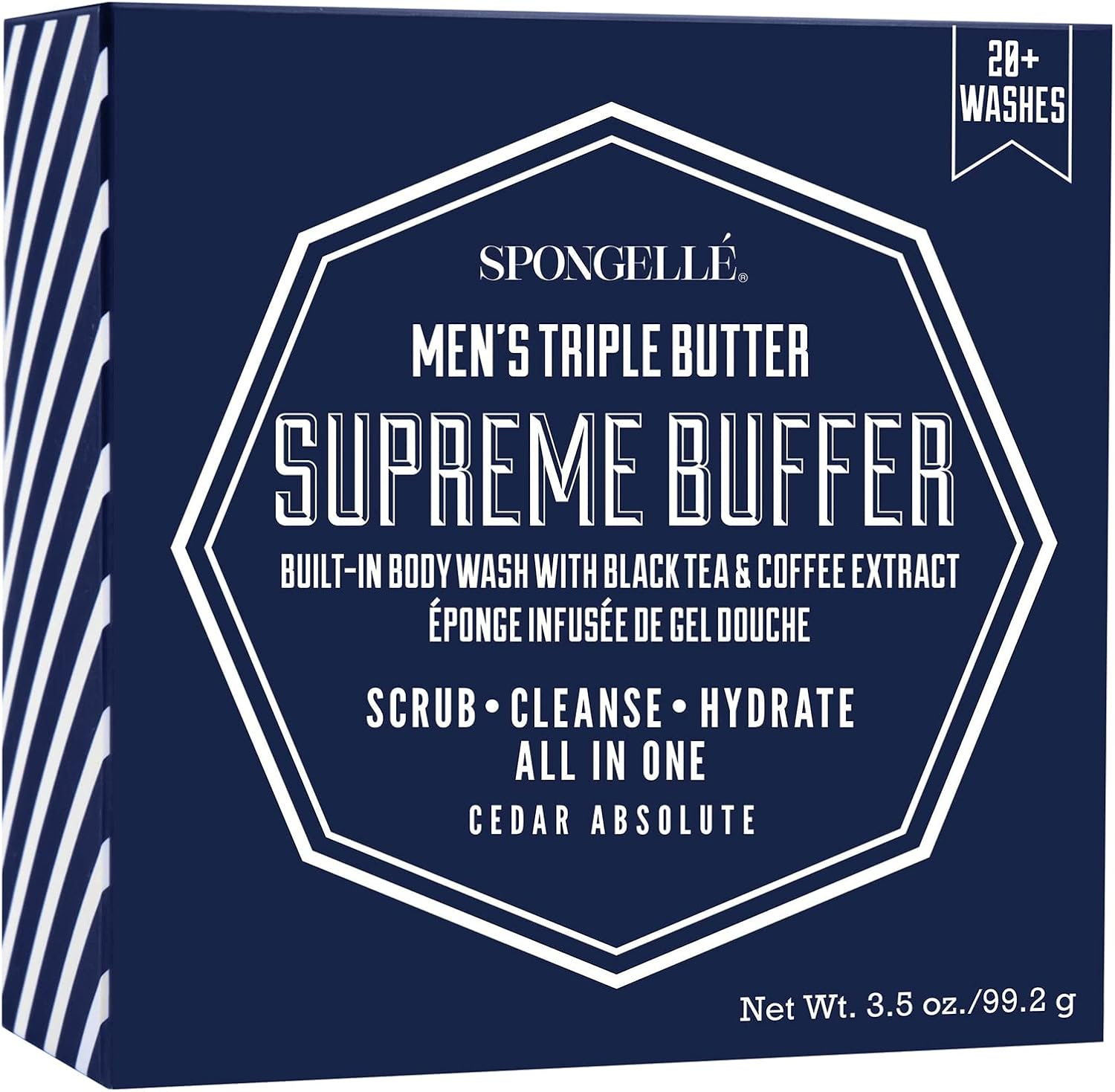 Spongell&eacute; Men'S Supreme Buffer - Body Wash/Shower Gel Sponge - Cedar Absolute image number 1
