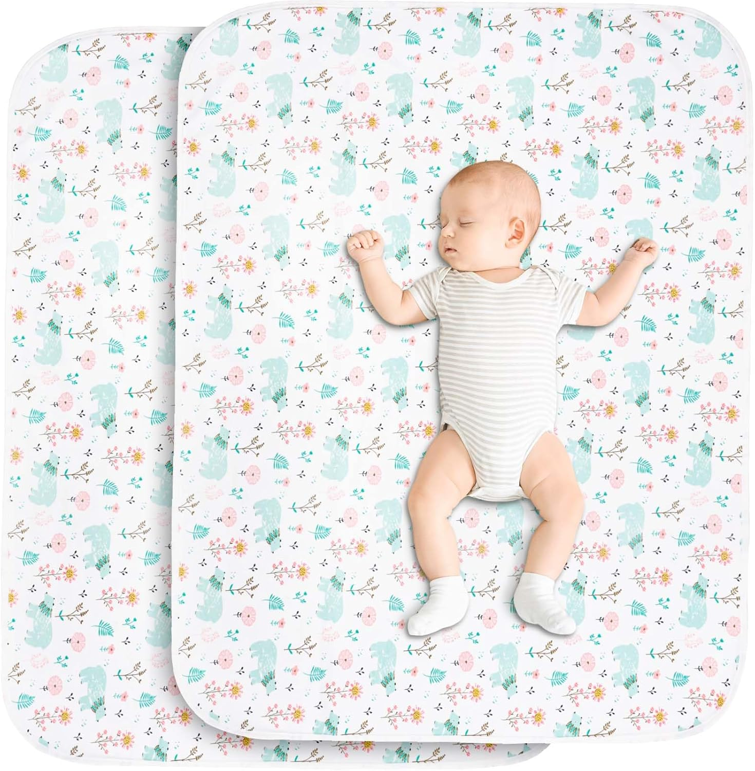 DAWNTREES 2 Pack Baby Waterproof Bed Pad,80&times;100Cm Washable & Reusable Mattress Protector for Bed Wetting & Incontinence, Soft & Absorbent Underpad for Babies, Toddlers, Kids & Adults image number 5