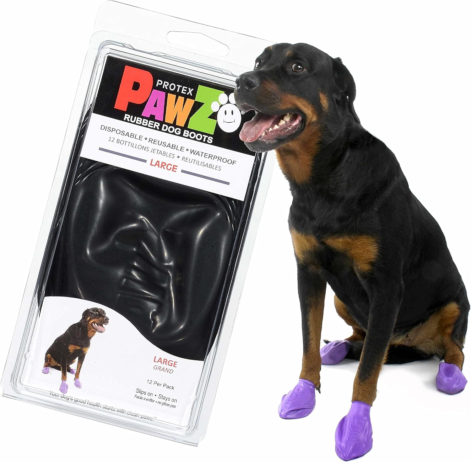 Pawz 3-Inch to 4-Inch Water-Proof Dog Boots, Large, Black image number 5