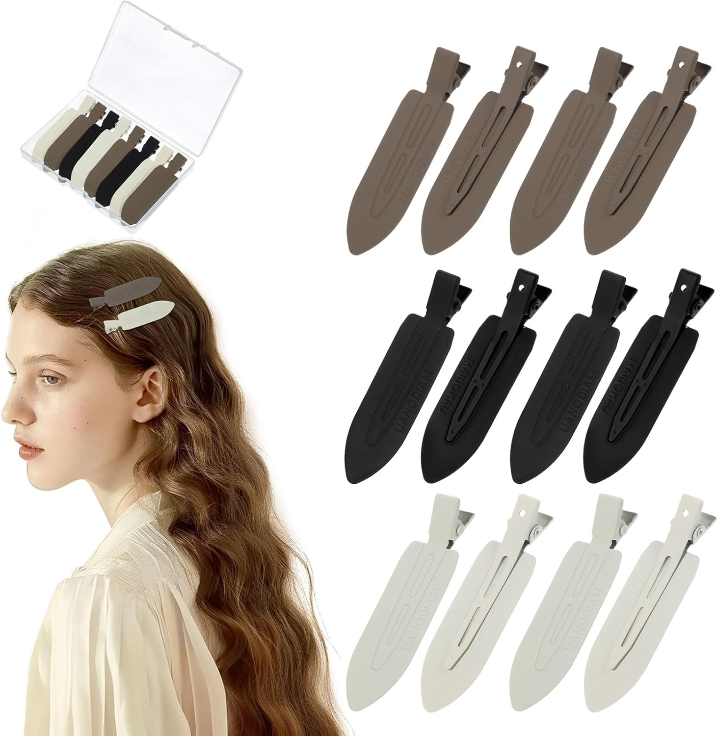 12 Pcs No Bend No Crease Hair Clips, Hair Clips Barrettes for Styling for Woman Girl Makeup, Classic