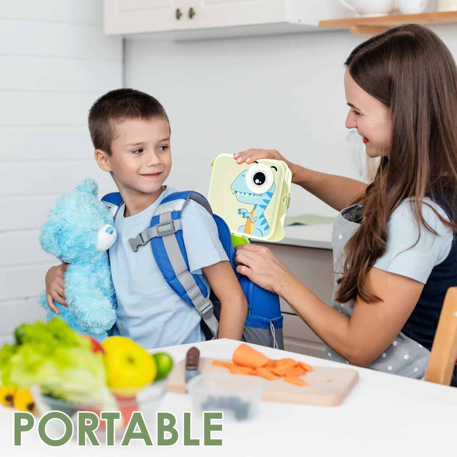 Stainless Steel Toddler Lunchbox, with Lid for Kids Double Layer Lunchbox Food with Compartments Microwave Safe for School Camping Travel (Green) image number 4