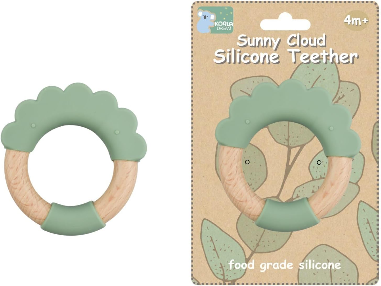 Koala Dream - CA3021A Silicone TEETHER Cloud Green - Natural Timber and Bpa-Free Silicone image number 2