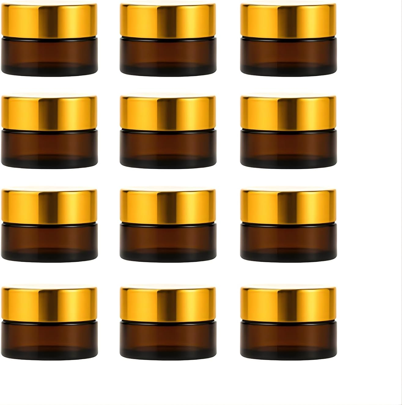 12 Packs 5Ml/0.17Oz Amber Glass Cream Jars with Golden Lids Small Cosmetic Containers Refillable Empty Jars Travel Sample Jars for Lip Balm, Salve, Ointment, Eye Cream, DIY Skincare image number 5