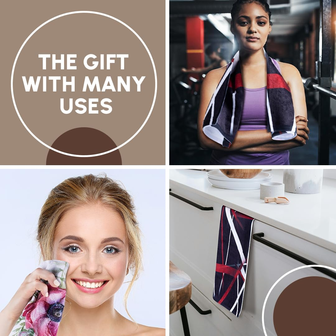 3Drose Towel, Image of Collage of Nine Trump Faces in Abstract Colors