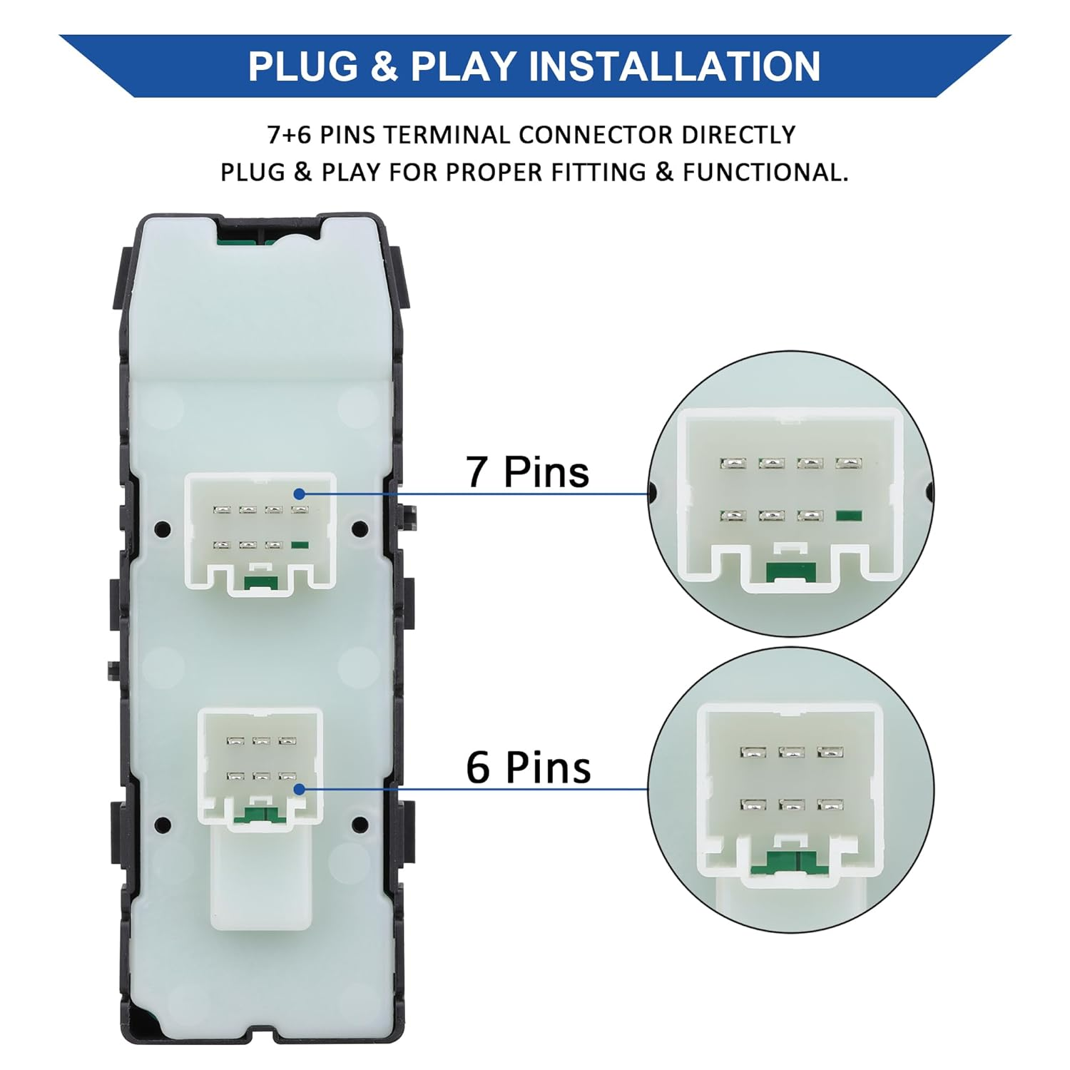 Master Power Window Switch Front Left Driver Side, Compatible with 2008-2013 Dodge Avenger Caliber Charger Magnum Dakota 07-10 Chrysler 200 300 Sebring 11-13 Jeep Compass Patriot 4602780AA, 4602780AB