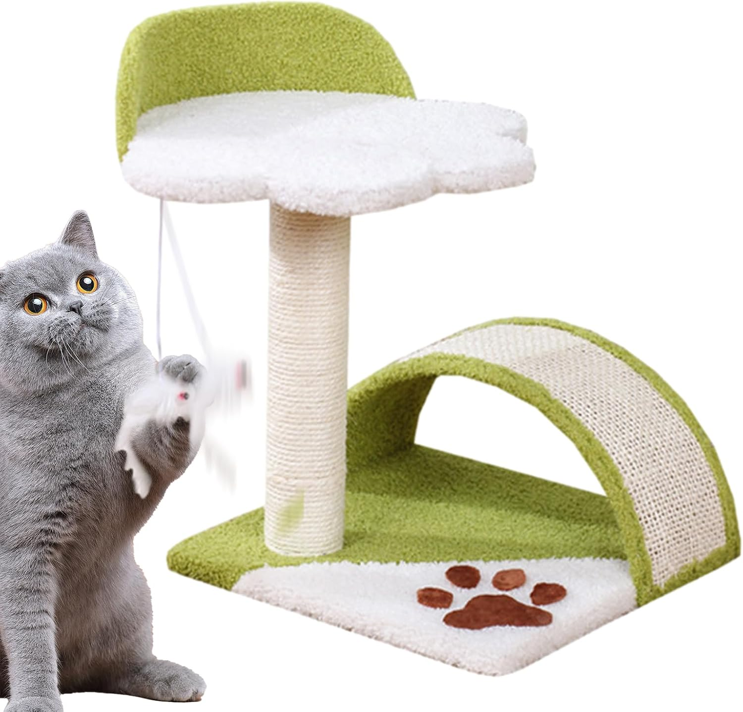 Cat Post for Indoor Cats | Cat Scratch Board,Cat Teaser Ball Kitten Scratcher Toy, Sisal Scratch Board - Claw Grinding, Sisal Cat Tree Tower for Kitten image number 3