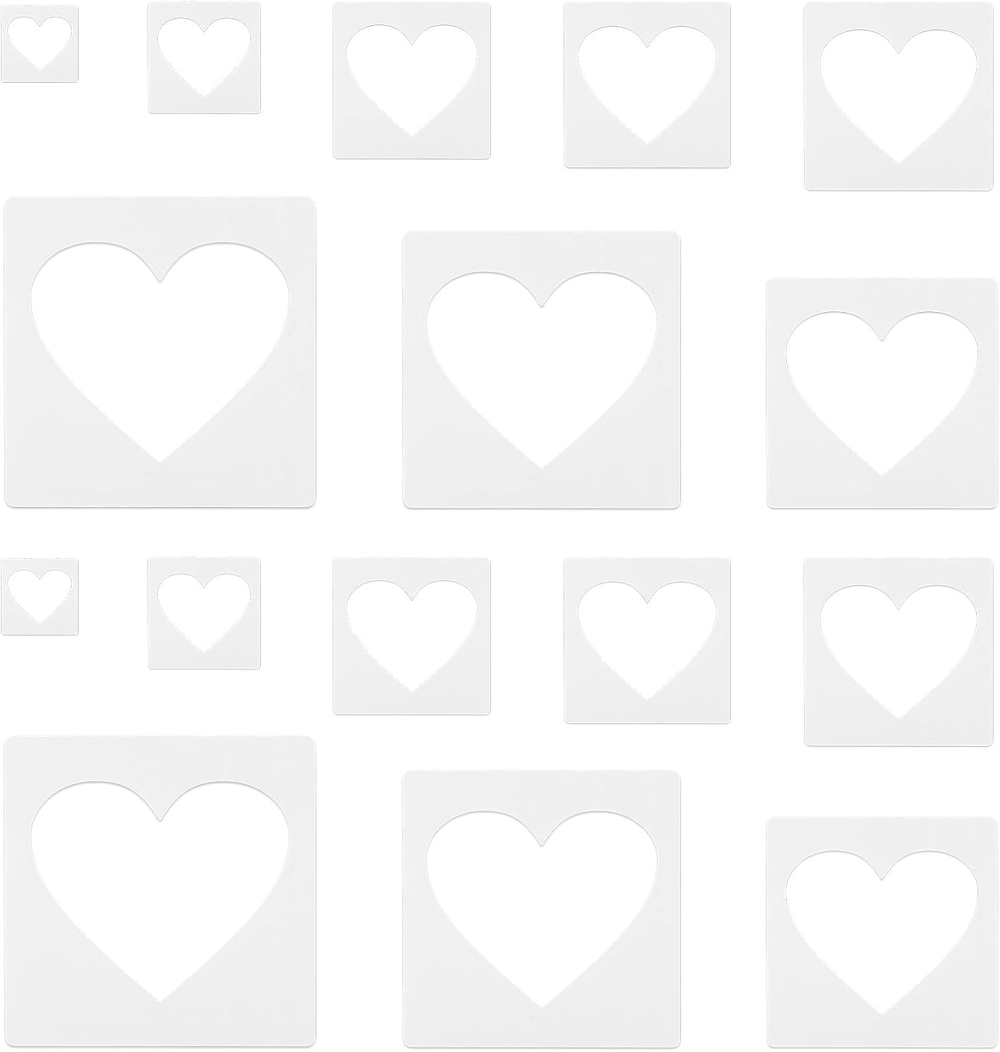 16Pcs Large Heart Stencils, Different Sizes Heart Template for Painting Plastic Reusable Heart Shaped Stencil Template for Fabric Walls Arts Paper Home Decoration image number 6
