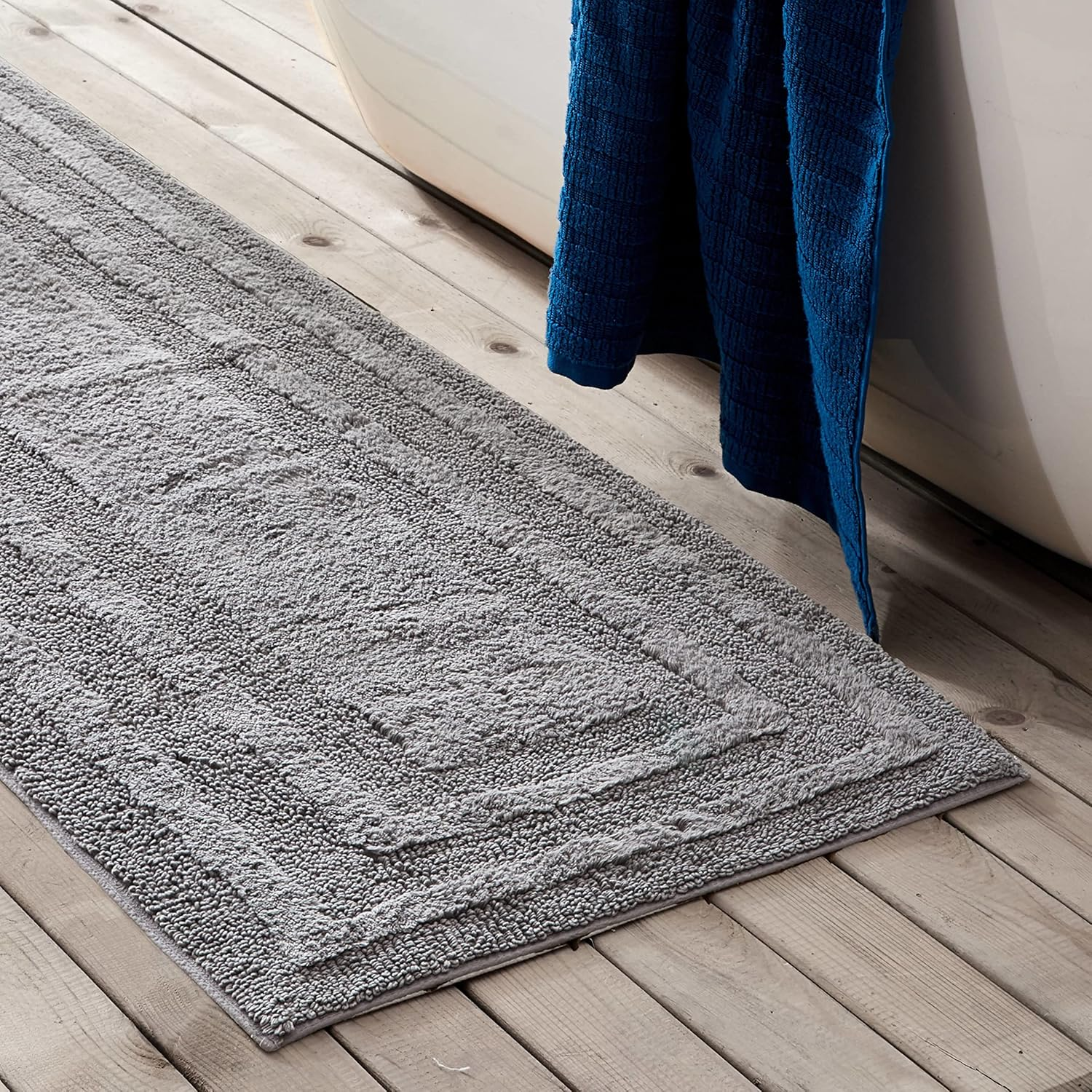 Eddie Bauer Home Logan Cotton | Bath Runner-100, Ultra-Soft Rug, Tufted Fabric for Durability and Easy Care, 60 X 22, Chrome Grey - Light Grey image number 5