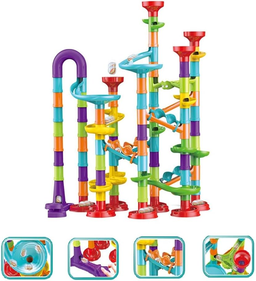 142Pcs Marble Track Set, Reusable Funny Marble Maze Game Building Toys, DIY Assembly Building Block Toys, Construction Building Blocks Educational Toys for Kids Gift