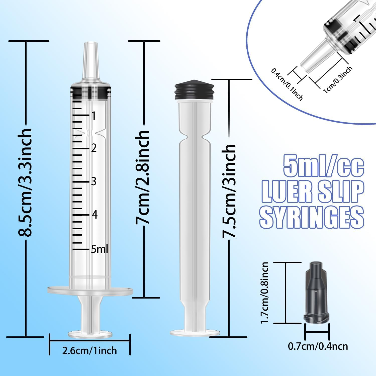 LYMI 20Pcs 5Ml Bulk Plastic Syringe, without Needle, Liquid Measuring Syringe Tools with Measurement for Scientific Labs, Liquid Measuring, Industrial (Individually Sealed) image number 2