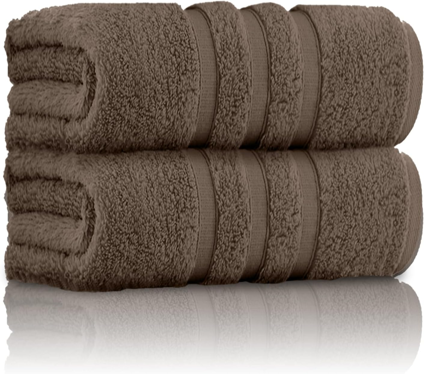 GC GAVENO CAVAILIA Pack of 2 Ultra Soft Super Absorbent Bath Sheets, 550 GSM 100% Cotton Line Texture Towels, Egyptian, Cocoa, 80X140 Cm