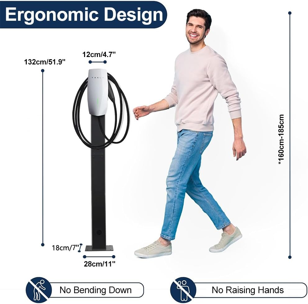 EV Charger Stand for Tesla Gen 2/3 Wall Connector Compatible with All EV Models Durable Pedestal Mount Station for Outdoor Charging with Corrosion Resistance image number 4