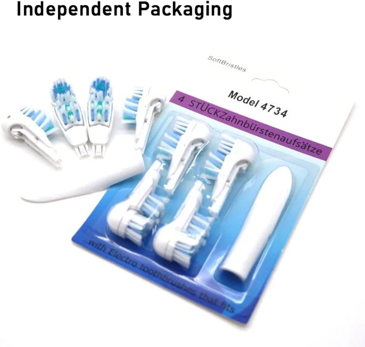 Sensitive Replacement Toothbrush Heads Compatible with Oral-B Cross Action Power 3733 4732,Rotating Powerhead and Crisscross Bristles 8 Pack (White, M) image number 1