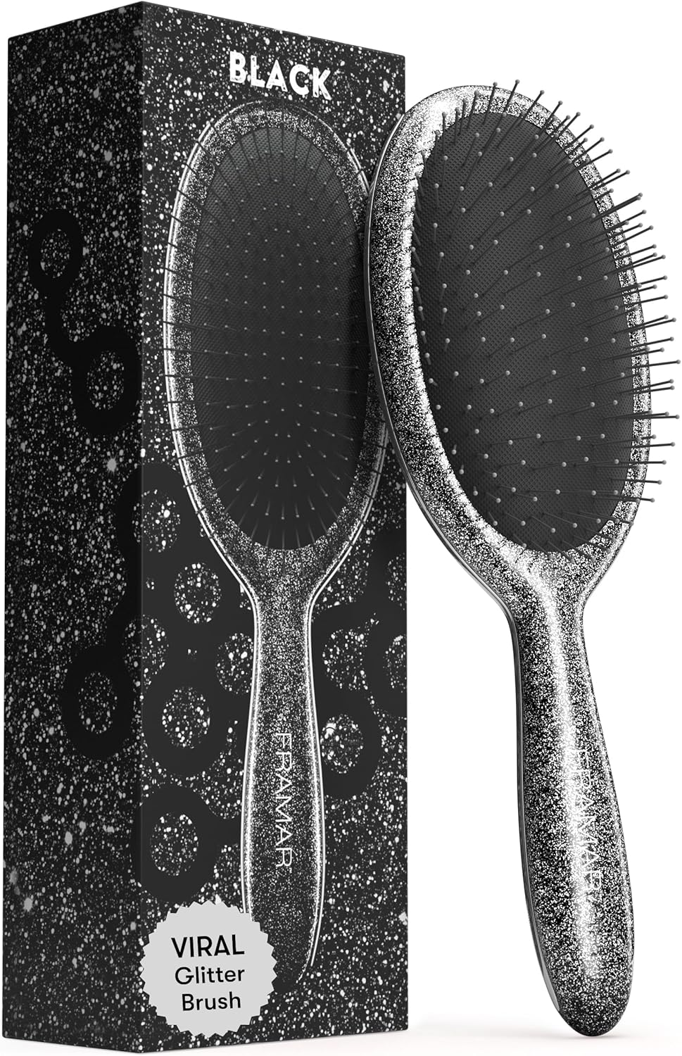 FRAMAR Glitter Hair Brush Detangler, Detangling Hairbrush for Women, Wet Hair Brush for Girls, Hair Detangler Brush, Wet Hairbrush, Hairbrushes, Girls Hairbrush Detangler, Reduces Frizz &ndash; Ros&eacute;