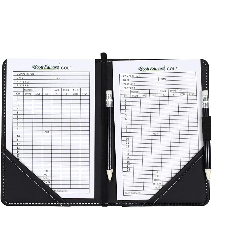 Scott Edward Golf Scorecard Cover Leather Scorecard Holder Statistic and Score Tracking Waterproof Soft Thick Umpire Lineup Card Holder - Blue Texture image number 7
